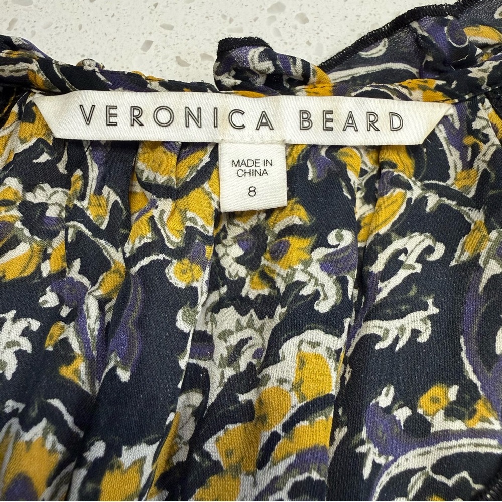 Veronica Beard Ida Silk Floral Mini Dress Ruffle Boho Womens 8 - Picture 5 of 15